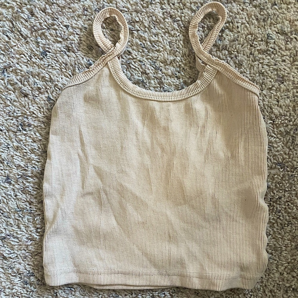 Meshki Cream Cropped Tank Top XS